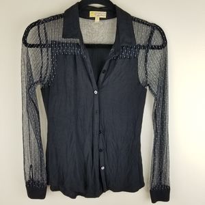 Princess Vera Wang Sheer Collar Button Blouse XS